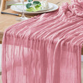 Cheesecloth Table Runner 10FT Pink Boho Gauze Rustic Sheer Table Runners | by Xiomot