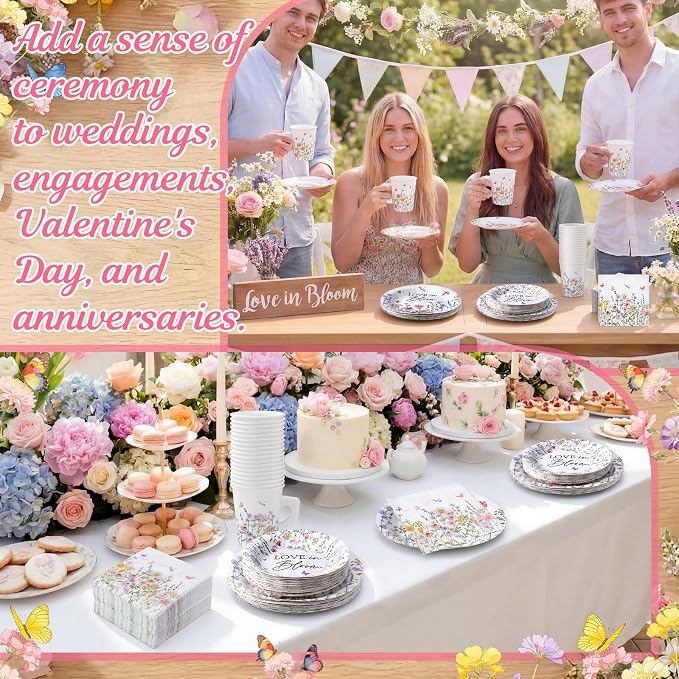 Pickmesh 252 Pcs Love in Bloom Tea Party Supplies - Image 7