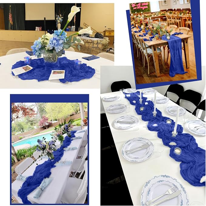 25 Pack Royal Blue Table Runners 17 x 108inch Cheesecloth Table Runner Boho - Image 7