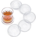Modern Glass Coasters, GOH DODD Set of 6 Crystal Coasters Tabletop Protection for Drinks, Home Decor, Kitchen, Living Room, Patio, Wedding, Party, Housewarming Gifts, Clear