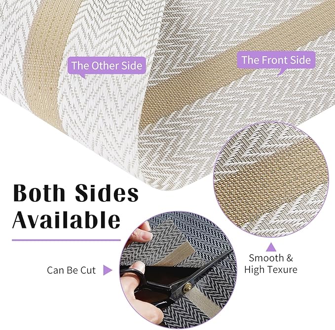 FAVE Placemats Set of 6 White Placemats Woven with Golden Thread Durable and Wipeable Vinyl Placemat Set of 6 for Wedding, Banquet, Birthday, Party, Restaurant Decorations(White)