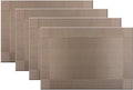 Placemats Washable PVC Placemats Plastic Wipe Clean for Kitchen Table Stain-resistand Woven Vinyl Wine Table Mats 12x18 inches Set of 4（Champagne）