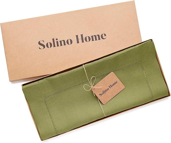 Solino Home 100% Pure Linen Dining Table Runner Avocado Woven, 14 x 90 in | - Image 5