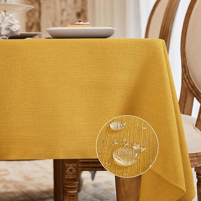 BALCONY & FALCON Rectangle Tablecloth Washable Wrinkle Resistant and Water Proof Table Cloth Decorative Linen Fabric Tablecloths for Dining Parties Kitchen Wedding and Outdoor Use (Gold Orange, 55x70)