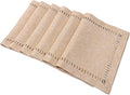 Grelucgo Set of 6 Handmade Hemstitch Beige Table Placemats, Rectangular 12 by by Grelucgo