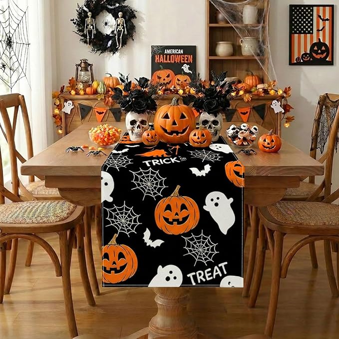 Halloween Table Runner Decorations Trick or Treat Kitchen Decor 13x72inch | - Image 8