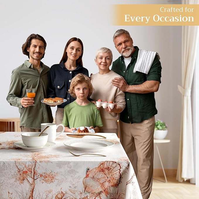 Maison d' Hermine Table Cloth Rectangle Table 100% Cotton 60 x 108 Inches Fall Tablecloth Reusable Everyday Use for Thanksgiving Christmas Decorations Dining Farmhouse Party (Giving Thanks)
