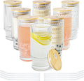 Glass Cups with Lids and Straws 16 oz Drinking Glasses Set of 8 | Ribbed by ICESIP