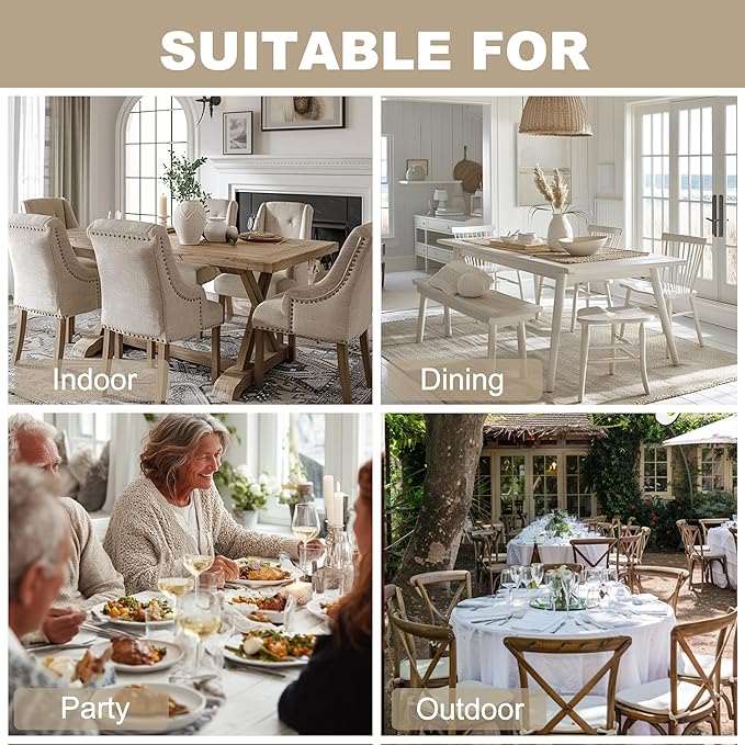 Hiasan 2 Pack Faux Linen Rectangle Tablecloth - Wrinkle and Stain Resistant Washable Table Cloth for Kitchen Dining Room Holiday Table Cover for Party Dinner, Champagne, 54 x 108 Inch