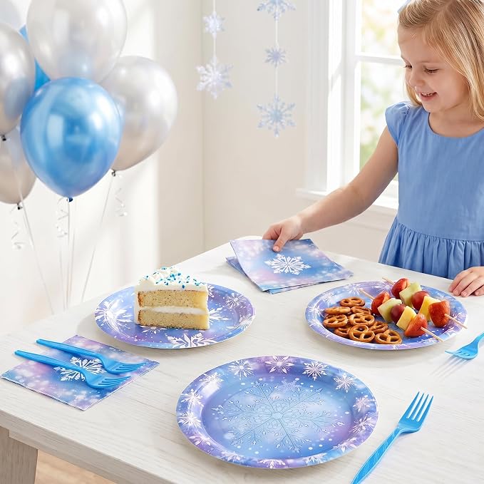 100 Pcs Disposable Winter Frozen Tableware Set - Image 2