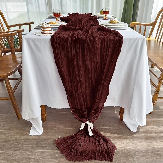 IVAPUPU Burgundy Red Table Runner 120 Inches - Image 3