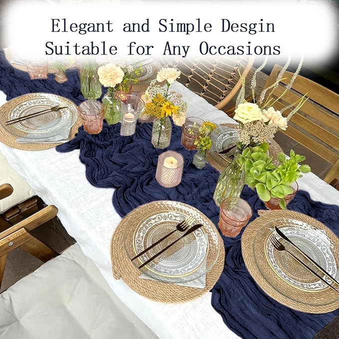 4 Pack Navy Blue Cheesecloth Table Runner 20 x 120 inch Gauze Table Runners 10 - Image 5