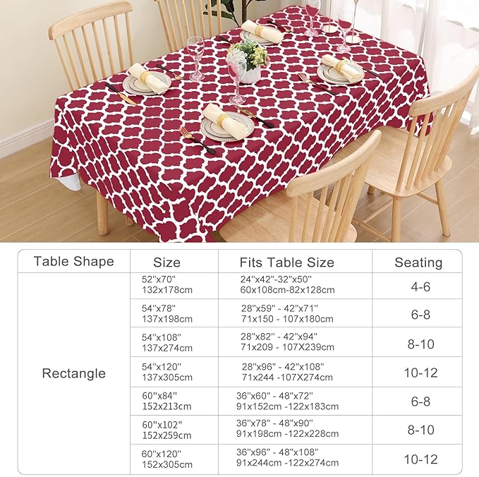 Smiry Square Table Cloth, Waterproof Vinyl Tablecloth with Flannel Backing for Square Tables, Wipeable Spillproof Plastic Tablecloths for Dining, Camping, Indoor and Outdoor (54"x54", Burgundy)