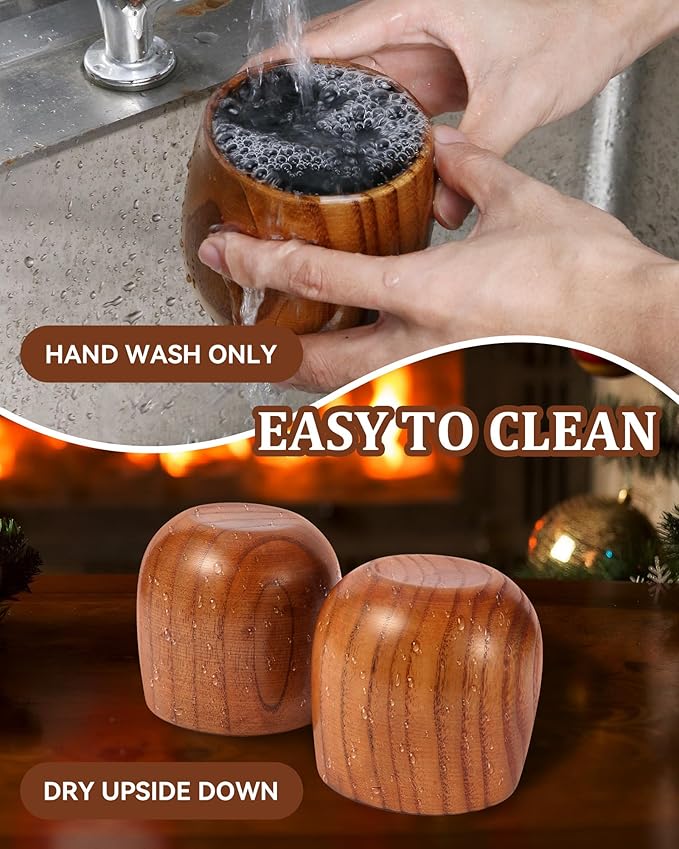 Handmade Charcoal-roasted Retro Wooden Whiskey Glass Set (2 Pieces), Classic Cocktail Glass, Traditional Bourbon Glass, Holidays, Men's Business Gifts