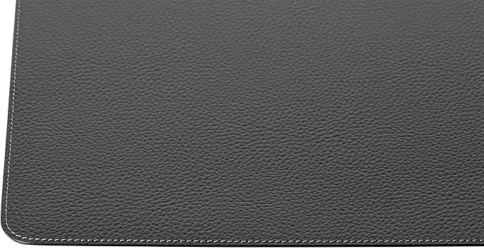 Nikalaz Set of Black Placemats and Coasters, 4 Table Mats and 4 Coasters, Recycled Leather, 18'' x 13''