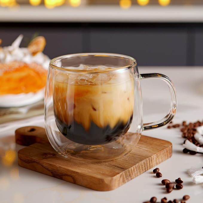CNGLASS 16oz Double Walled Glass Coffee Mugs, Large Clear Coffee Cups - Image 7