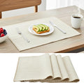 Dining Table Placemats with Decorative Stitched Edge Textured Organic Cotton by OveeshaHomeDecor