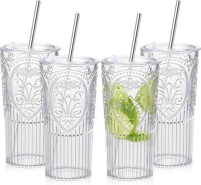 4 Set 20oz Vintage Plastic Tumbler by Unknown