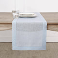 Solino Home 100% Pure Linen Table Runner Light Blue Hemstitch, 14 x 108 in | by SolinoHome