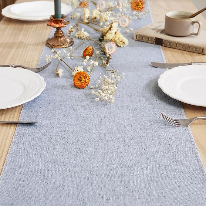 Cotton Linen Table Runner, 13x48 Inch, Machine Wash - Image 2