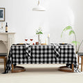 EVERLY 100% Yarn-Dyed Linen Rectangle Tablecloths 60x84Inches for Dining,Buffet Parties,Picnic,Events and Restaurants,Decorative Halloween,Thanksgiving Machine Washable Tablecloths-Black Plaid
