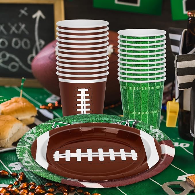 QZYL Football Party Decorations Serve 24, Disposable Football Dinner Plates - Image 7