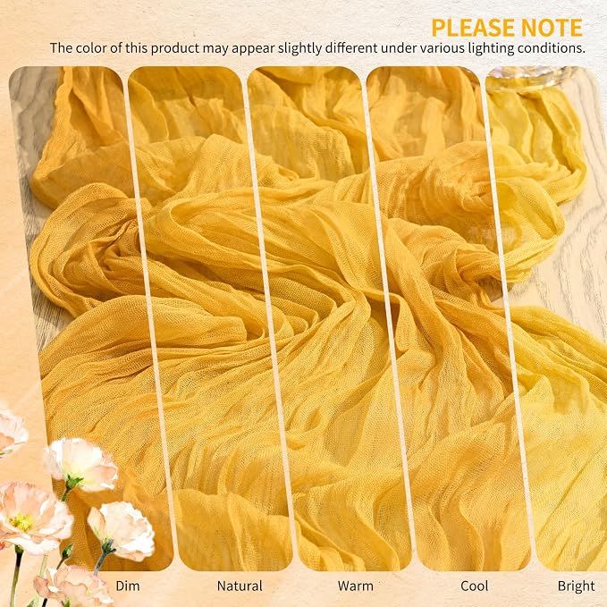 4 Pack Cheesecloth Table Runner 10FT Gold Table Runner Boho Gauze Cheese Cloth - Image 7