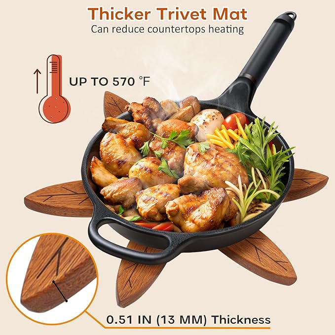 Wooden Trivets for Hot Dishes, Wooden Tree Trivet Set, Tree Coasters - of 5 + 1 Stand stored, Suited for Hots, Pans, Bowl, Teapot, Hot Holders - Multifunctional Ornaments