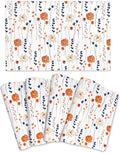Watercolor Orange Floral Placemats Set of 4, Blue Orange Decorative Place Mats for Dining Tables Decor, Washable Linen Table Mats for Kitchen Spring Summer Outdoor Party Home Decor