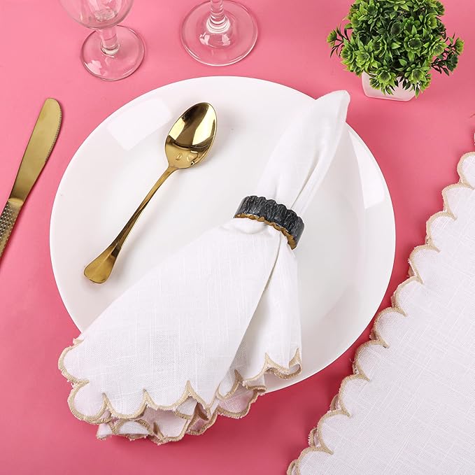 CLEENTABLE Epoxy Resin Napkin Rings Set of 12 - Rustic Napkin Holders for Dining Tableware, Dinning Table, Everyday, Wedding, Anniversary Festival Thanksgiving Party of Table Setting (Black White)