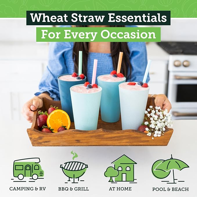 Grow Forward Premium Wheat Straw Cups - 20 oz Unbreakable BPA Free Hard Plastic - Image 2