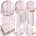 Pickmesh 252 Pcs Pink Bow Floral Tea Party Supplies by Pickmesh