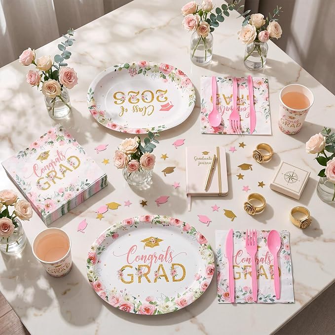 350 Pcs Class of 2026 Floral Graduation Party Decorations 12 inch Disposable - Image 4