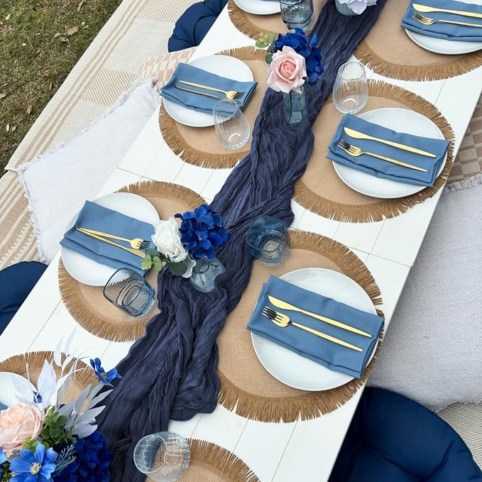 6 Pack Navy Blue Cheesecloth Table Runner Summer 10FT Sheer Navy Cheese Cloth - Image 3