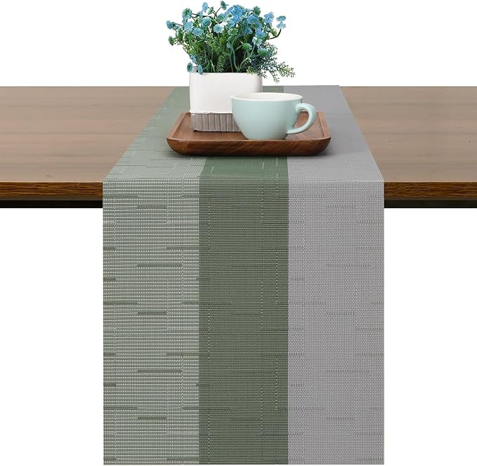Table Runner 53 Inches Long, Vinyl Woven Farmhouse Table Runners | Washable by Chitomars