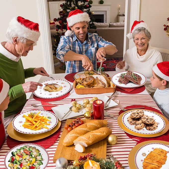 4 Set 10 Inch Christmas Dinner Plates Melamine Christmas Gingerbread Man - Image 6