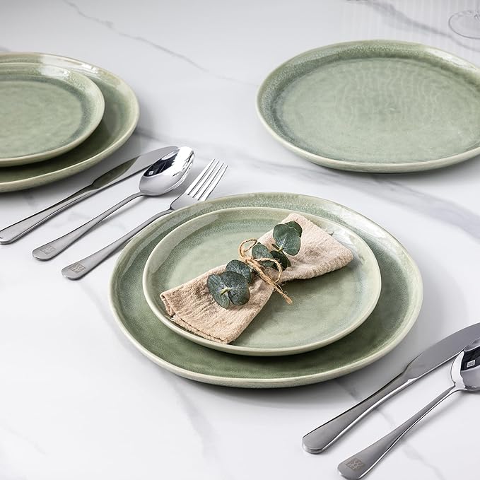 AmorArc Ceramic Plates Set of 6, 8.5 Inch Handmade Reactive Glaze Stoneware Plates set for Dessert, Salad, Appetizer,Dinner Microwave & Dishwasher Safe, Scratch Resistant