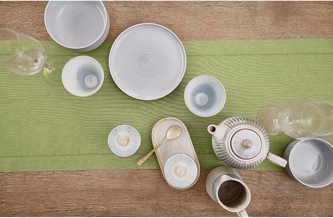Solino Home 100% Linen Table Runner Green, Classic Hemstitch 14 x 156 in | - Image 3