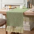 Green Table Runners 90 Inches Long, Burlap Linen Style Rustic Farmhouse Table by ZEEMARTONLINE