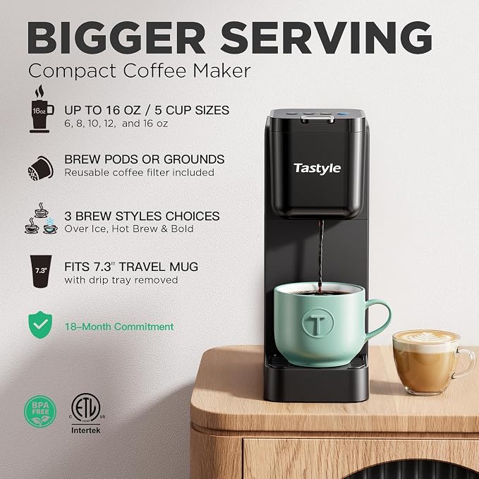 Tastyle Single Serve Coffee Maker Hot and Iced - Image 2
