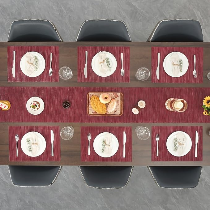 Myir JUN Red Table Runner Home Decor Dining Table Runners | Vinyl Table Runner - Image 9