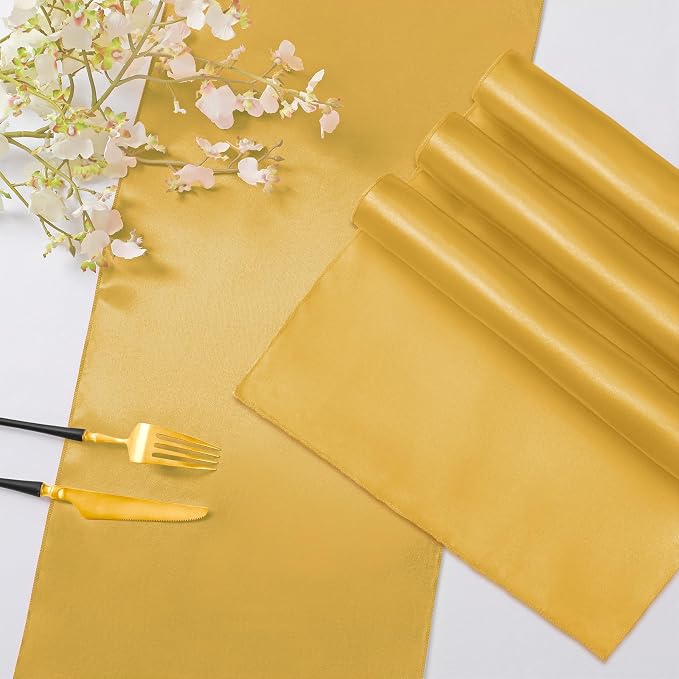 Horbaunal 6 Pack Satin Runners 12 x 72 Inch, Luxury Gold | Bright Silky Smooth - Image 4