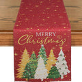 Christmas Table Runner Linen Red Snowflake Winter Table Runners by JVUZIQ
