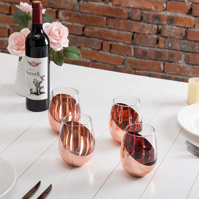 MyGift Stemless Wine Glasses Set of 4 - Image 6