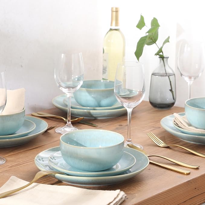 Gibson Elite Pine Coast Plates and Bowls Sets, 12-Piece Stoneware Dinnerware - Image 5
