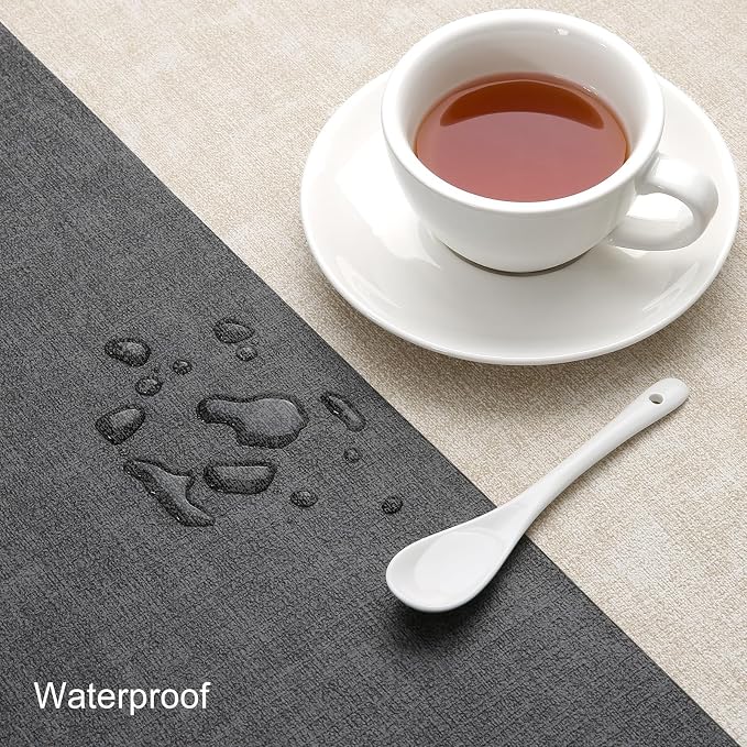 Table Runners 55 Inch Long, Dual-Sided Faux Leather Table Runner | Waterproof - Image 3