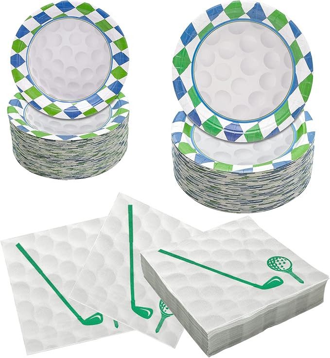 180Pcs Golf Party Supplies Paper Plates and Napkins Serve 60 | Disposable by Hpscdyo