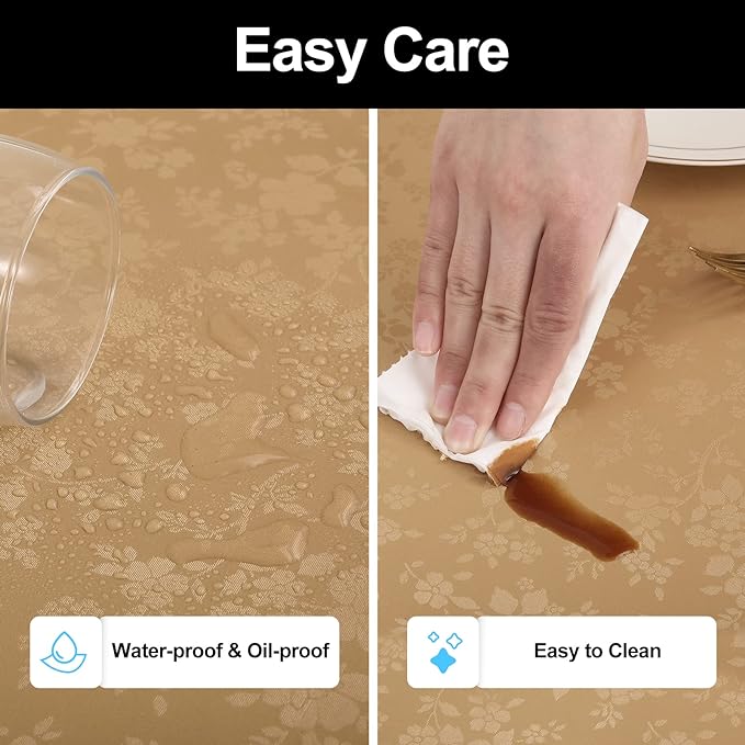 Smiry Rectangle Table Cloth, Waterproof Heavy Duty Vinyl Tablecloths, Wipeable Washable Table Cover for Kitchen and Dining Room (Brown, 60" X 102")
