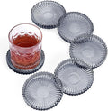 Vintage Glass Coasters, GOH DODD Set of 6 Crystal Coasters Tabletop Protection for Drinks, Home Decor, Kitchen, Living Room, Patio, Wedding, Party, Housewarming Gifts, Clear Black