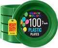 Emerald Green Plastic Plates For Party 7" Emerald Green Disposable Plates Heavy Duty 100 Pcs Plastic Dinnerware Sets Heavy Duty 350 GSM Disposable Dinnerware Set
